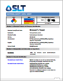 MATERIAL SAFETY DATA SHEET - Brewer’s Yeast